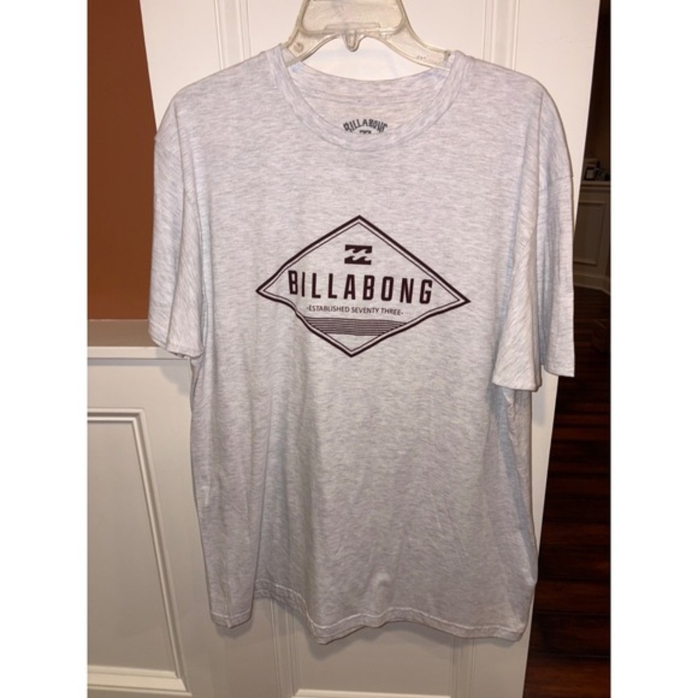 New Billabong Mens XL Gray Logo Graphic Short Sleeve Crew Neck T-Shirt Top‎